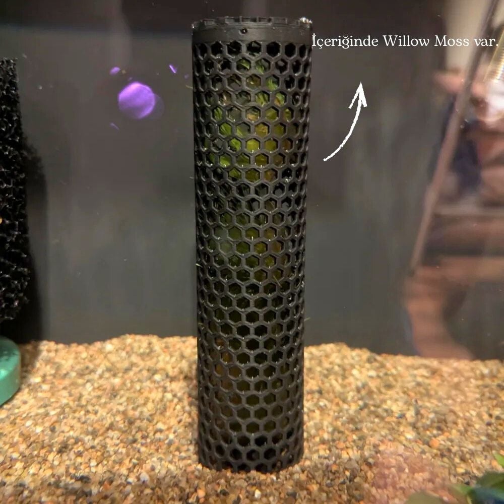 Willow Moss Kulesi 14 cm Karides ve Yavru Kulesi Akvaryum Dekoru, Akvaryum Bitkisi Dahildir  1 Adet